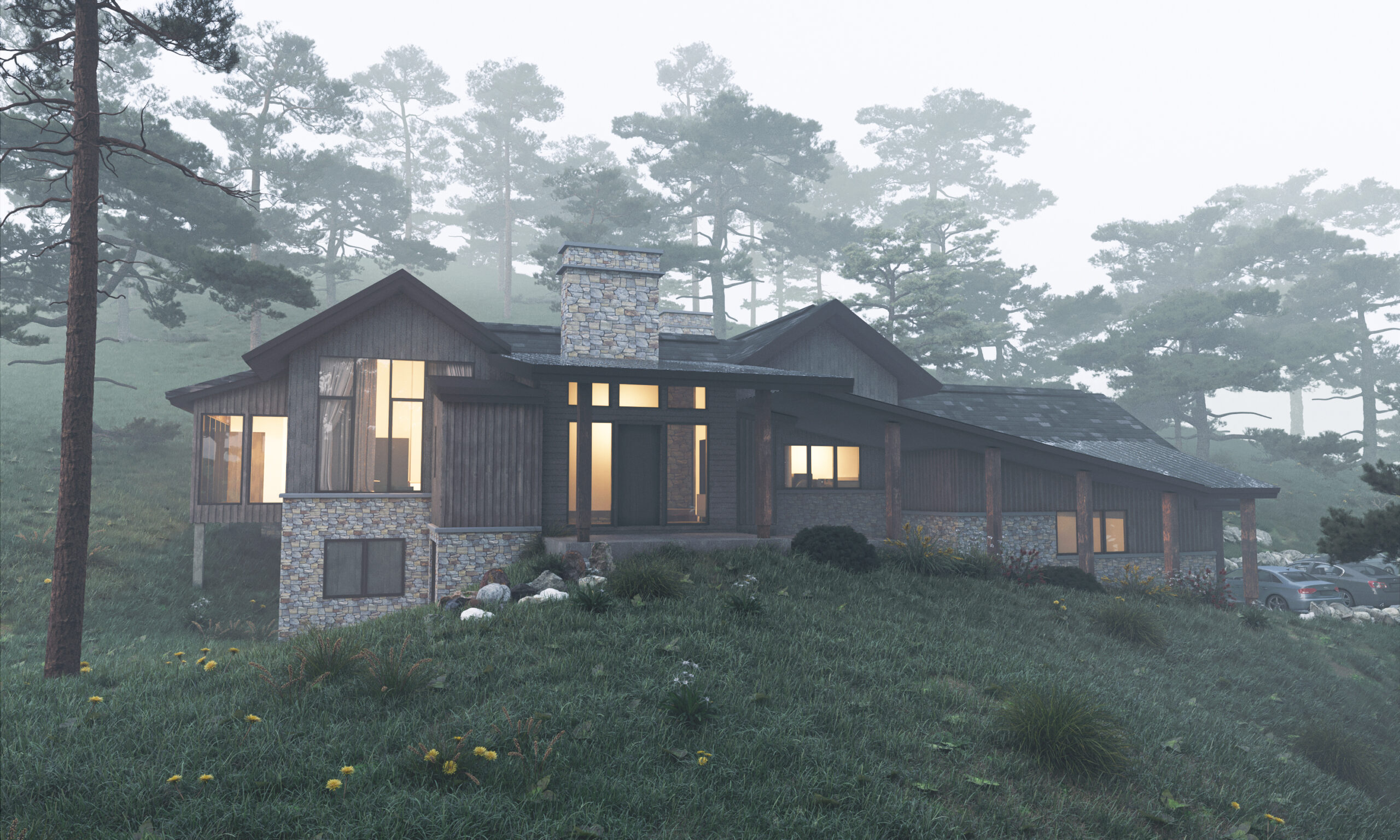 Forest House Exterior Rendering