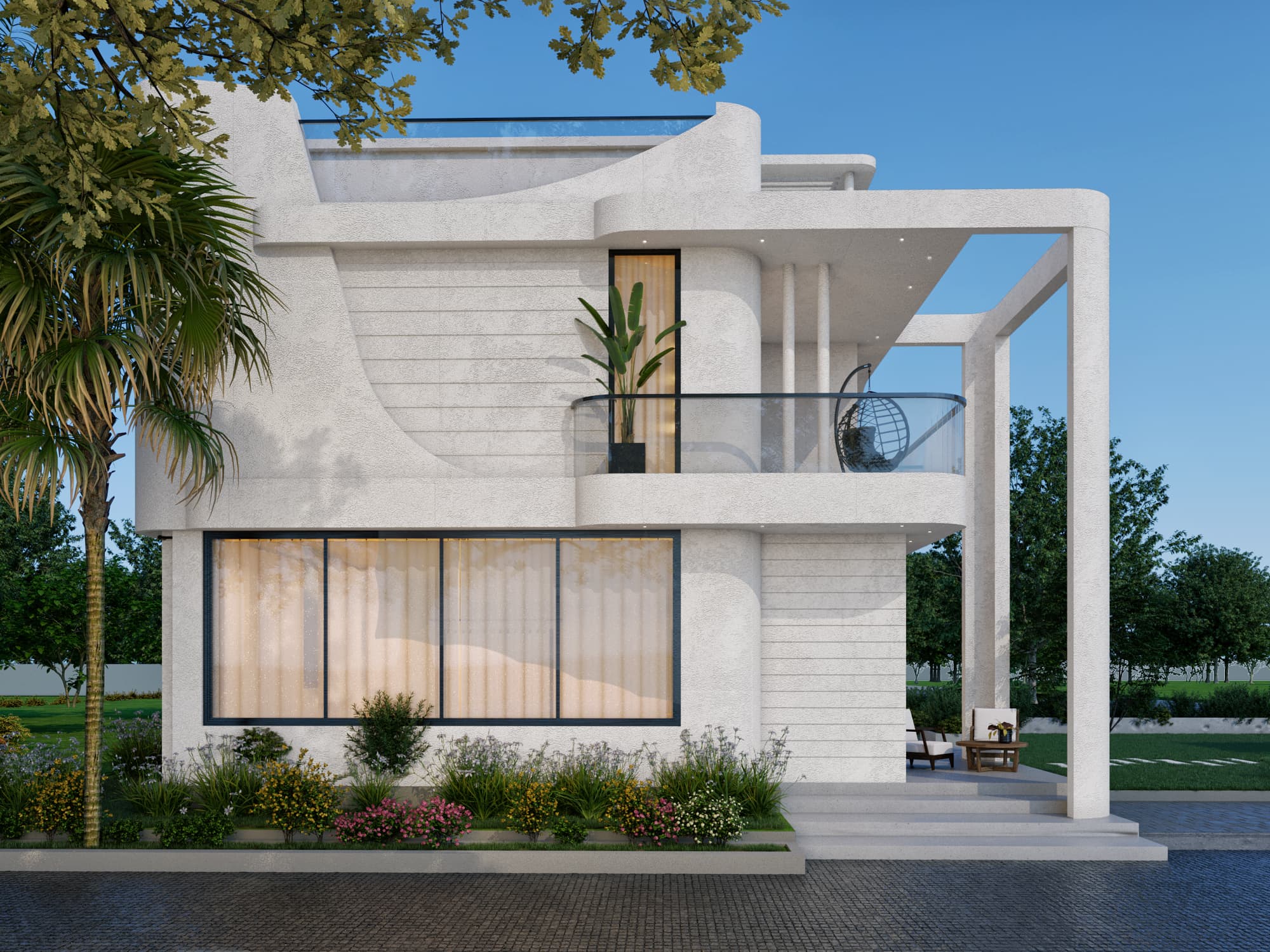 Side View of Small Bungalow House Exterior Rendering
