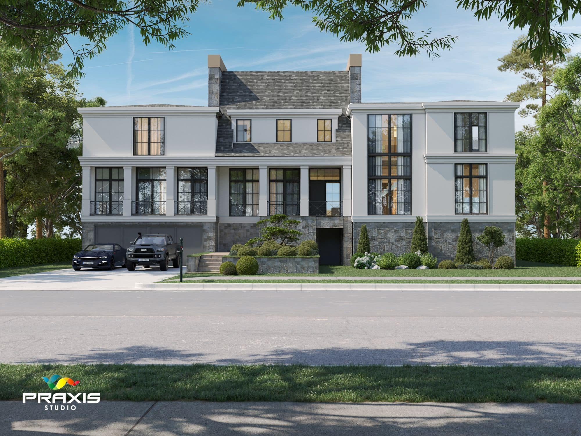 Urban Multifamily House Exterior 3D Rendering in Chicago, Illinois