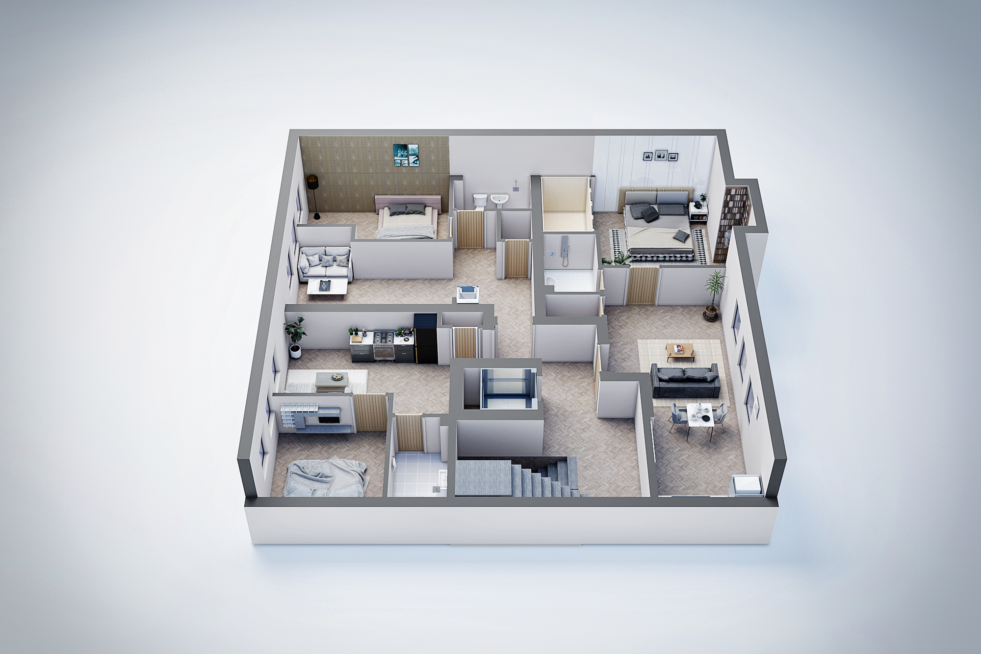 Small House 3D Floor Plan