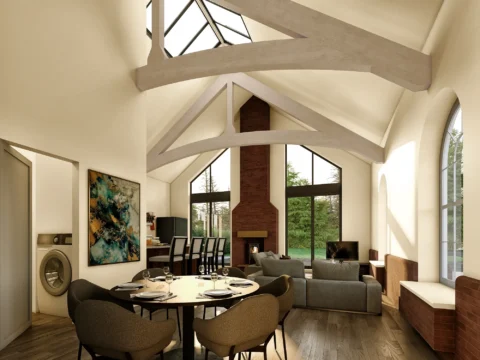 Urban House Living Room Interior 3D Rendering